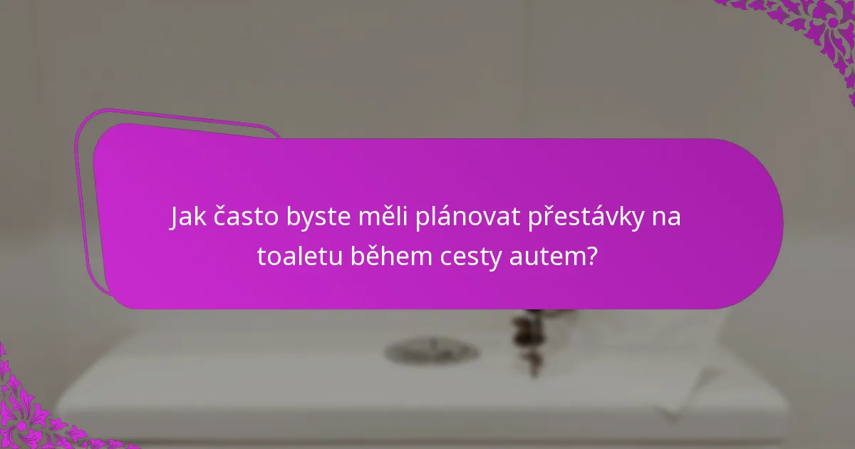 Jak často byste měli plánovat přestávky na toaletu během cesty autem?