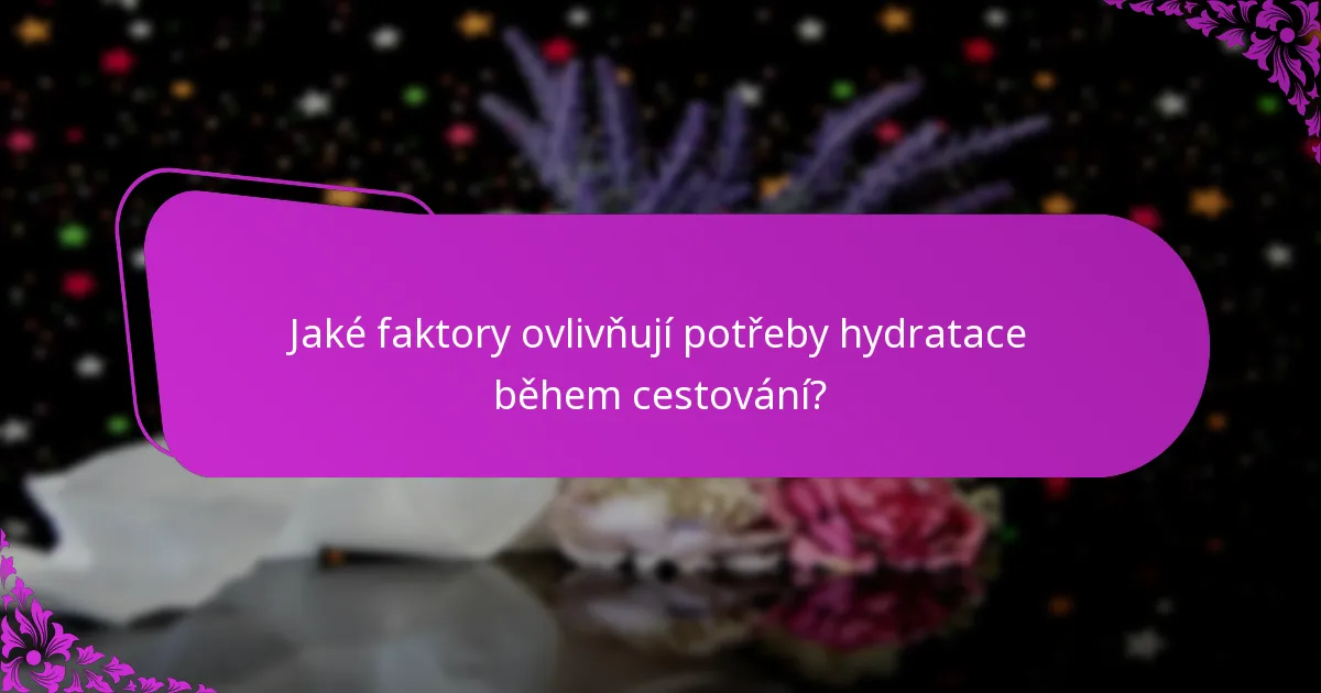 Jaké faktory ovlivňují potřeby hydratace během cestování?