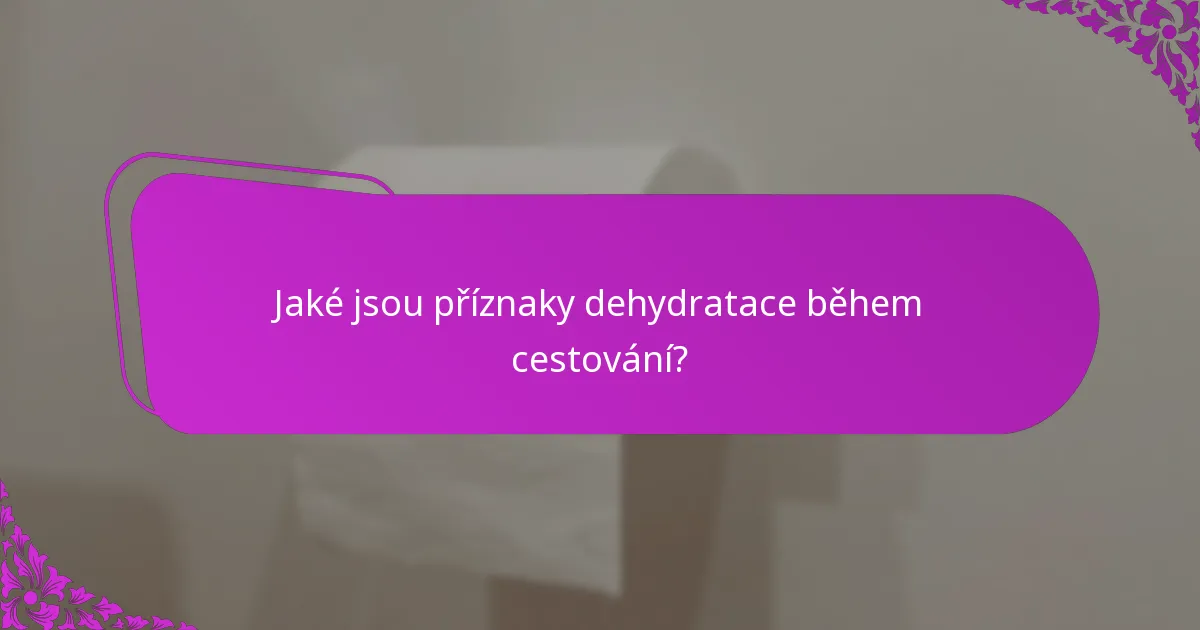 Jaké jsou příznaky dehydratace během cestování?