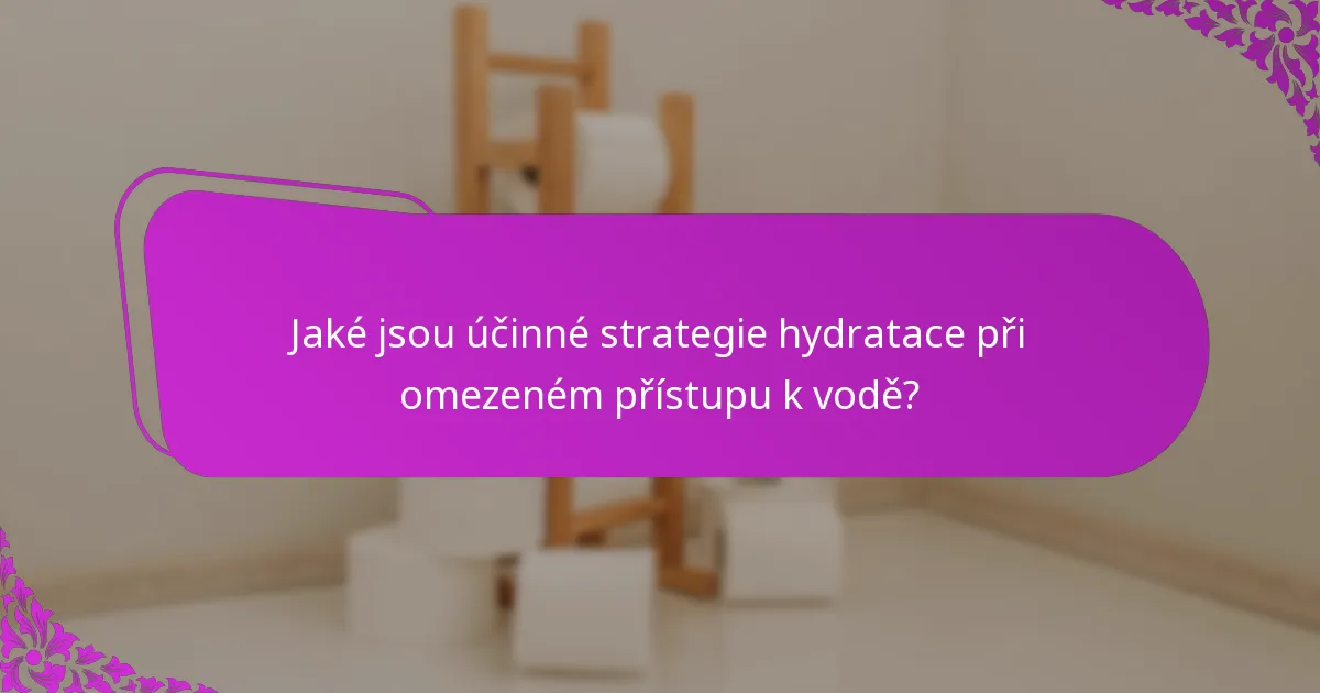 Jaké jsou účinné strategie hydratace při omezeném přístupu k vodě?