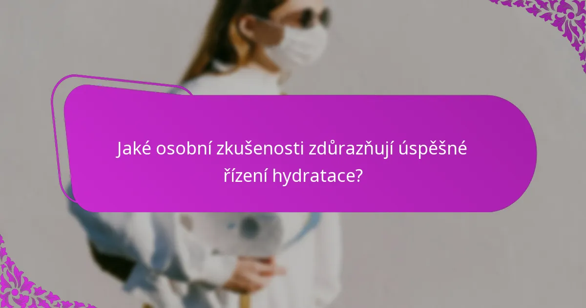 Jaké osobní zkušenosti zdůrazňují úspěšné řízení hydratace?
