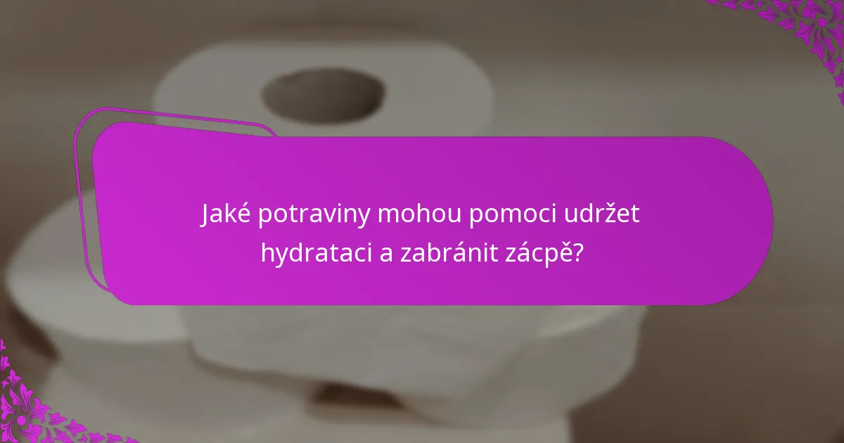 Jaké potraviny mohou pomoci udržet hydrataci a zabránit zácpě?