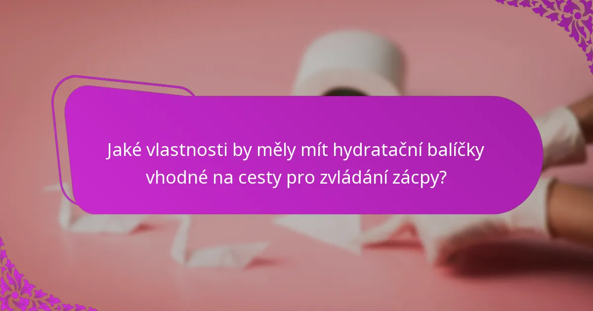 Jaké vlastnosti by měly mít hydratační balíčky vhodné na cesty pro zvládání zácpy?