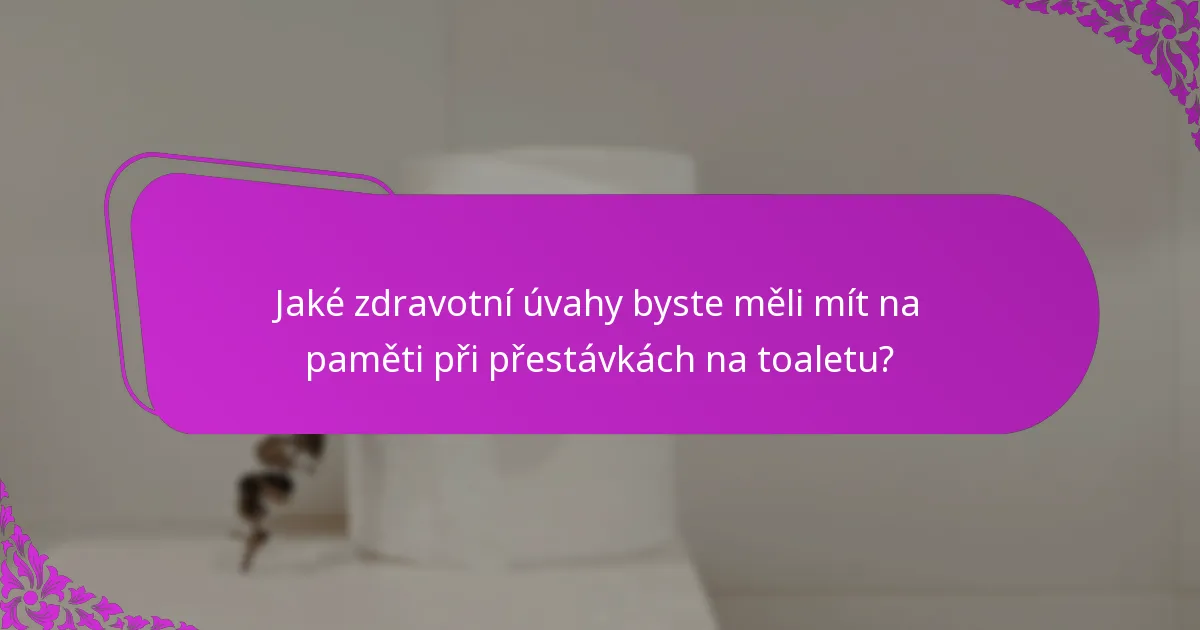 Jaké zdravotní úvahy byste měli mít na paměti při přestávkách na toaletu?